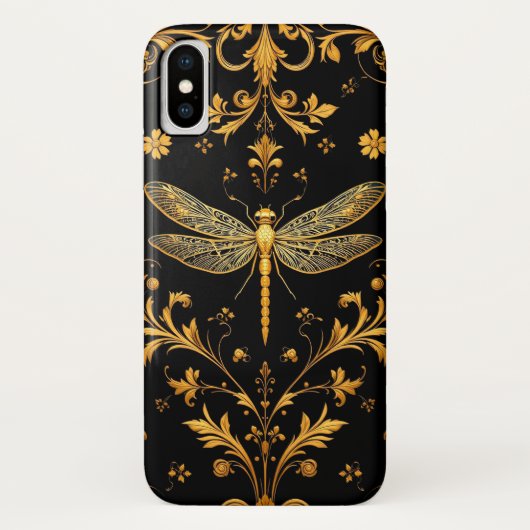 Gouden Libelle Bloemversiering Case-Mate iPhone Case (Achterkant)