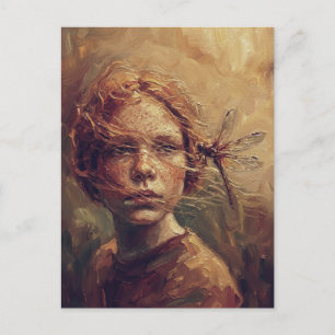 Gouden Libelle Fluistering – Warme Impressionistis Briefkaart