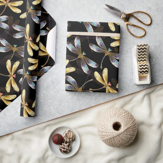 Gouden Libellen Cadeaupapier (Crafts)