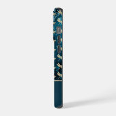 Gouden libellen op  Blauw Groene Achtergrond iPhone Hoesje (Linkerkant)