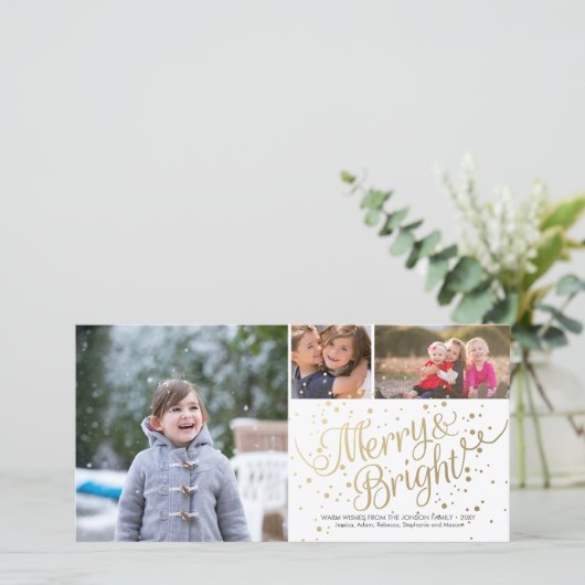 Gouden Licht Merry Helder Collage 3 Foto Kaart Wit (Staand voorkant)