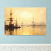 Gouden licht op de historische haven van Boston Canvas Afdruk (Insitu (Houten vloer))