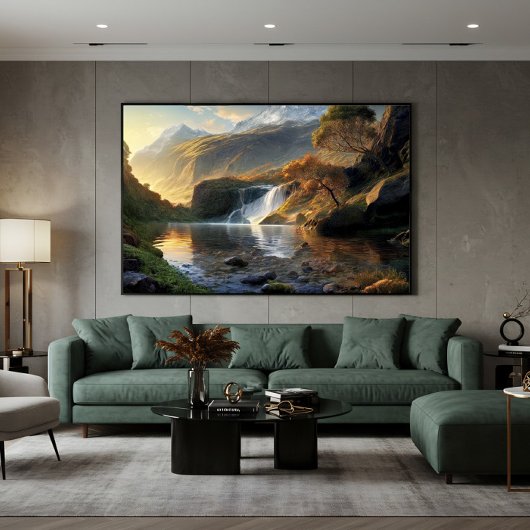Gouden Licht Waterval Canvas Afdruk