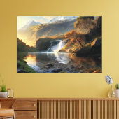 Gouden Licht Waterval Canvas Afdruk (Insitu (Woonkamer))