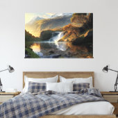 Gouden Licht Waterval Canvas Afdruk (Insitu (Slaapkamer))