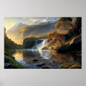 Gouden Licht Waterval Poster (Voorkant)
