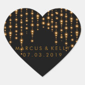 Gouden lichte snaren | Bruiloft Hart Sticker (Voorkant)
