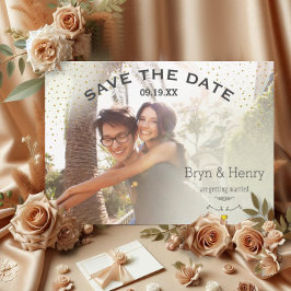 Gouden Lichteffecten Typografie Foto Save the Date Kaart