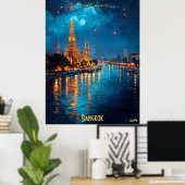 Gouden Lichten van Bangkok - Wat Arun Reflecties Poster (Thuiskantoor)