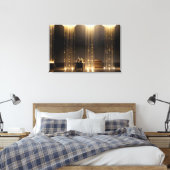 Gouden Lichtgordijn Canvas Afdruk (Insitu (Slaapkamer))