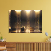 Gouden Lichtgordijn Canvas Afdruk (Insitu (Woonkamer))