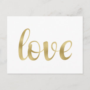 Gouden liefde briefkaarten, folie lettertype briefkaart