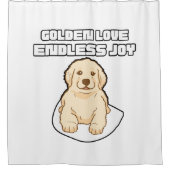 Gouden liefde, eindeloze vreugde Cute Golden Retri Douchegordijn (Voorkant)