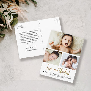 Gouden Liefde en Bedankt Baby Foto Geboorteaankond Briefkaart