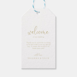 Gouden Liefde Fancy Script Bruiloft Welkom Cadeaulabel