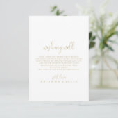 Gouden Liefde Fancy Script Bruiloft Wishing Well Informatiekaartje (Staand voorkant)