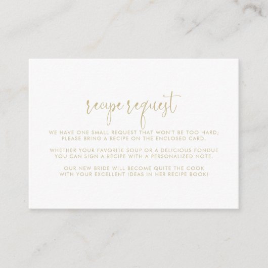 Gouden Liefde Fancy Script Trouwrecept Verzoek Informatiekaartje (Voorkant)