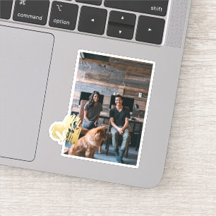 Gouden Liefde Hart Foto Gepersonaliseerd Sticker