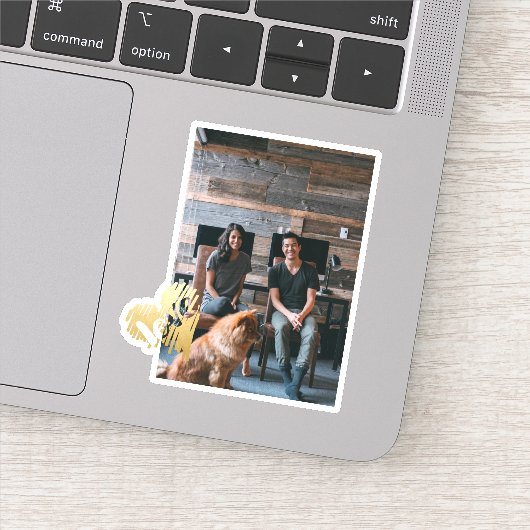 Gouden Liefde Hart Foto Gepersonaliseerd Sticker (Detail)