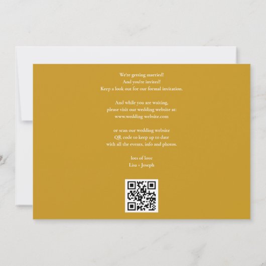 Gouden Liefde Hart Kalender QR Code Bruiloft Save The Date (Achterkant)