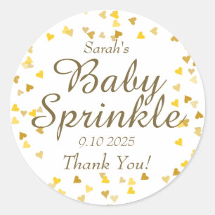 Gouden Liefde Harten Baby Sprinkle / Douche / Kopp Ronde Sticker