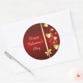 Gouden Liefde Harten en Bloemen Ronde Sticker (Envelop)