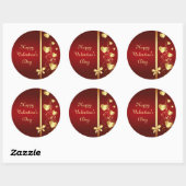 Gouden Liefde Harten en Bloemen Ronde Sticker (Vel)