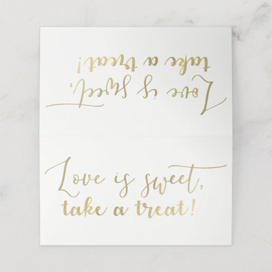 Gouden Liefde is Zoet Neem een Behandeling Script Plaatskaartje (Buitenkant ongevouwen)