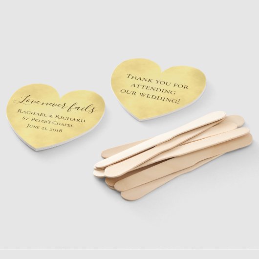 Gouden liefde nooit mislukt bruiloft handwaaier (Niet-gemonteerd)