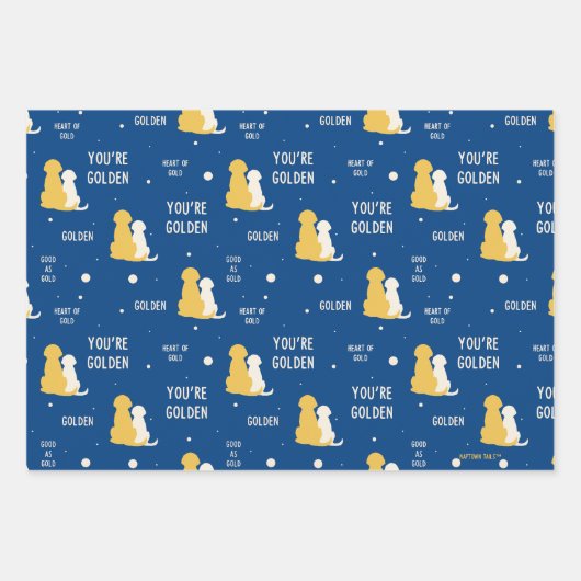 Gouden Liefde Wrapping Papier Set van 3 Inpakpapier Vel (Voorkant)