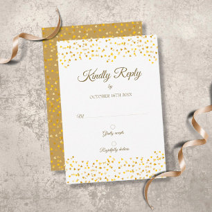 Gouden Liefdes Harten Confetti Elegant Chic RSVP Kaartje