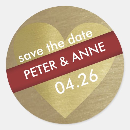 gouden liefdesbruiloft ronde sticker (Voorkant)