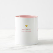 gouden liefdeshart met naam en tekst op mooi roze mok (Midden)
