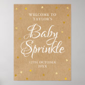 Gouden Liefdesharten Baby Sprinkle Boho Welkomstbo Poster (Voorkant)