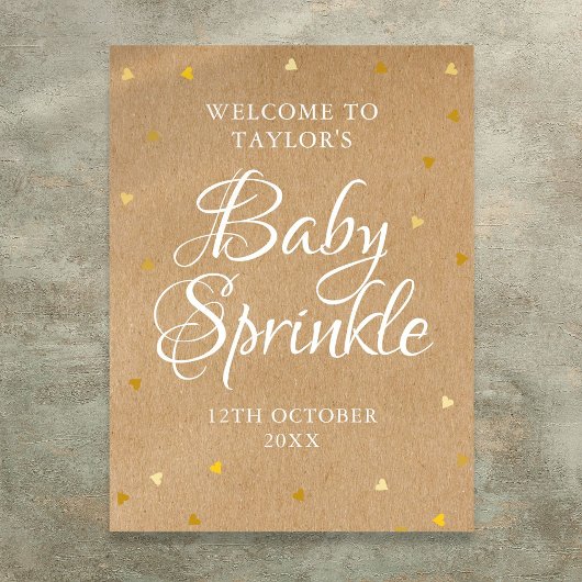 Gouden Liefdesharten Baby Sprinkle Boho Welkomstbo Poster