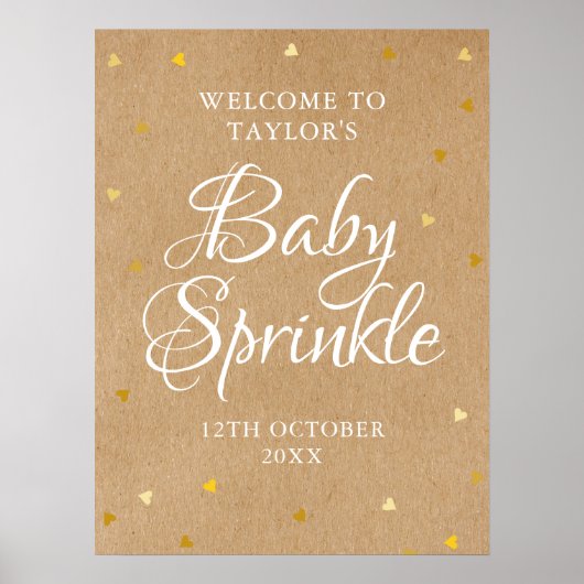 Gouden Liefdesharten Baby Strooien Boho Welkomstbo Poster (Voorkant)