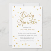 Gouden Liefdesharten Confetti Baby Borrel / Feestj Kaart (Voorkant)