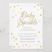 Gouden Liefdesharten Confetti Baby Borrel / Feestj Kaart (Voorkant / Achterkant)