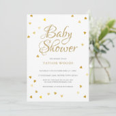 Gouden Liefdesharten Confetti Baby Shower / Strooi Kaart (Staand voorkant)