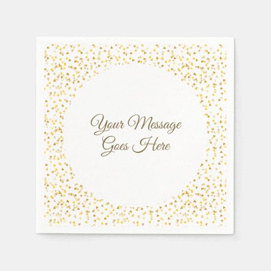 Gouden Liefdesharten Confetti Elegant Modern Schri Servet (Voorkant)