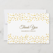 Gouden liefdesharten confetti elegante script beda bedankkaart (Voorkant)