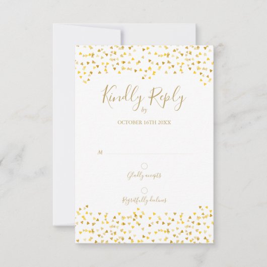 Gouden Liefdesharten Confetti Handtekening RSVP (Voorkant)