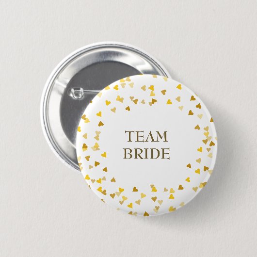 Gouden Liefdesharten Confetti Naam Ronde Button 5,7 Cm (Voorkant /achterkant)