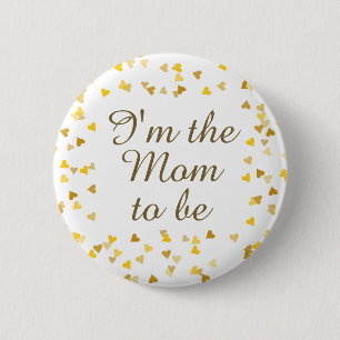 Gouden Liefdeshartjes Baby Shower / Feestje Ronde Button 5,7 Cm