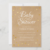Gouden Liefdeshartjes Baby Shower Rustieke Kraft B Kaart (Voorkant)