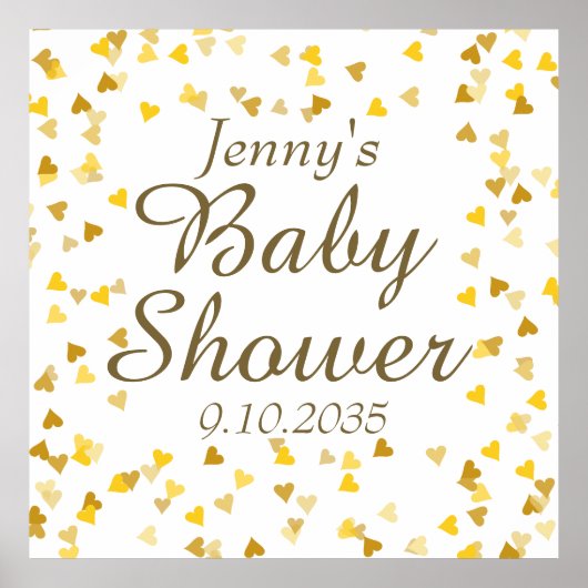 Gouden Liefdeshartjes Baby Shower / Sprinkle Poster (Voorkant)