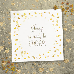 Gouden Liefdeshartjes Baby Shower Sprinkle Servet