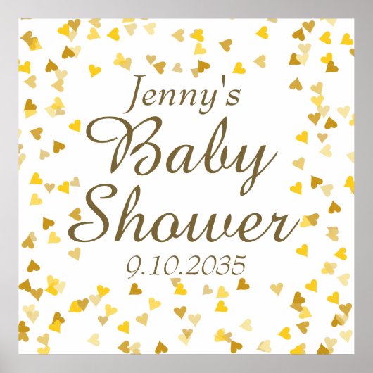 Gouden Liefdeshartjes Baby Shower / Strooigoed Poster (Voorkant)