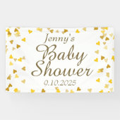 Gouden Liefdeshartjes Baby Shower / Strooigoed Spandoek (Horizontaal)