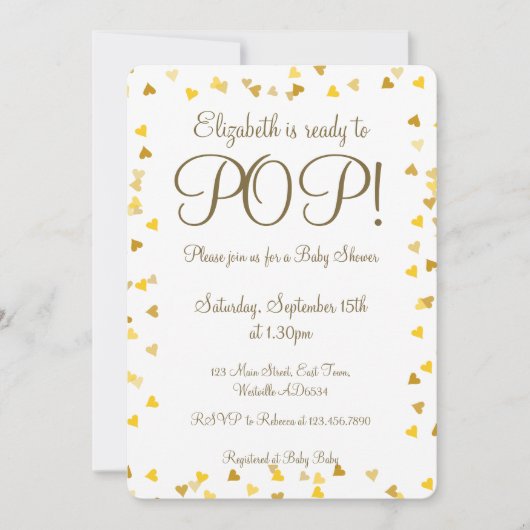 Gouden Liefdeshartjes Klaar om te Barsten Baby Sho Kaart (Voorkant)